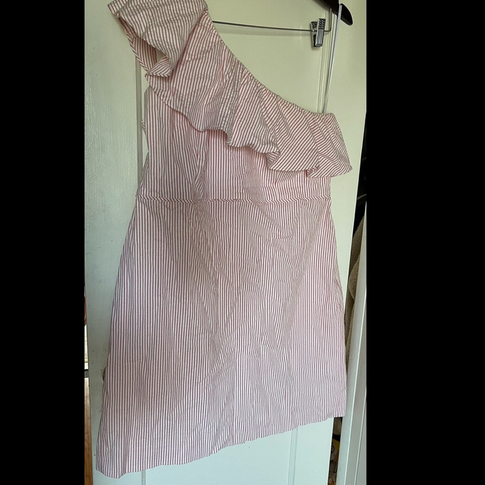 J. Crew One Shoulder Seersucker Dress